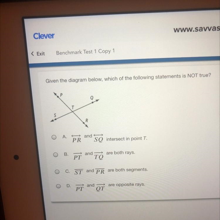 Given the diagram below, which of the following statements is NOT true?-example-1