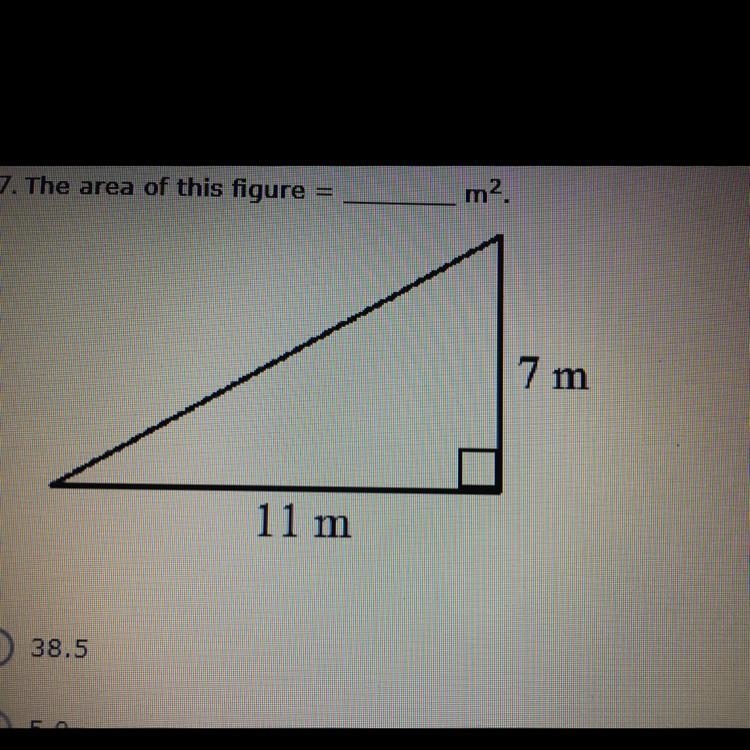 PLEASE HELP!! 27. The area of this figure = m2 38.5 5.0 77.0 18.0-example-1