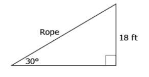 A performer walks up a tightrope from the ground to the top of a pole that is 18 feet-example-1