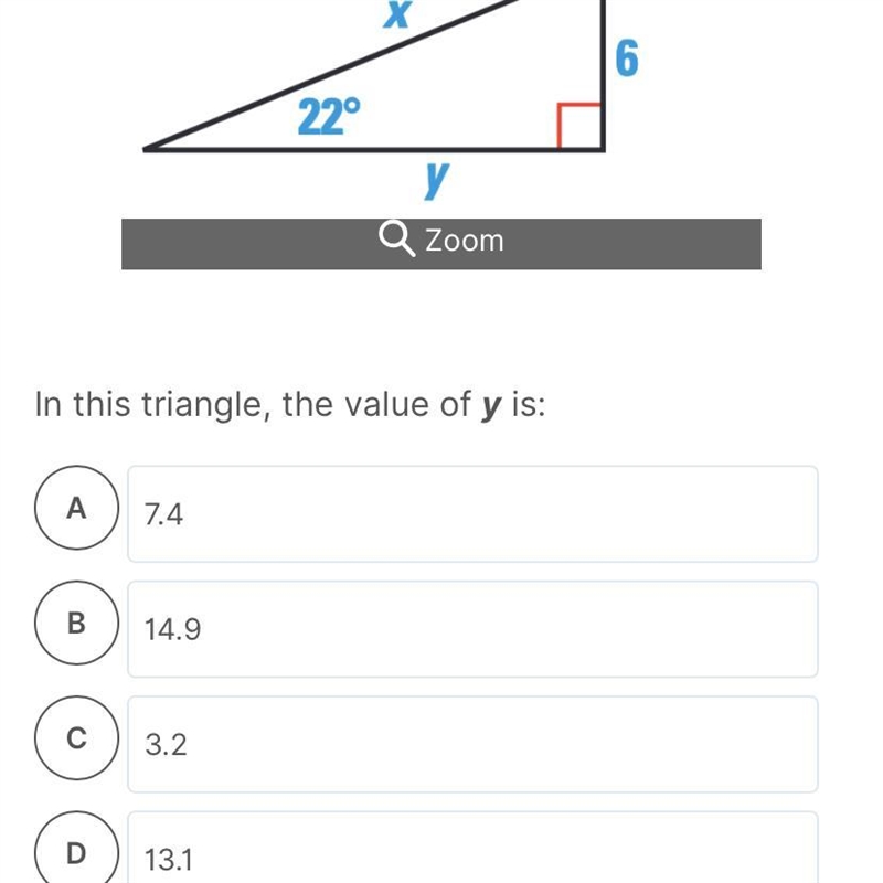 In this triangle, the value of y﻿ is:-example-1