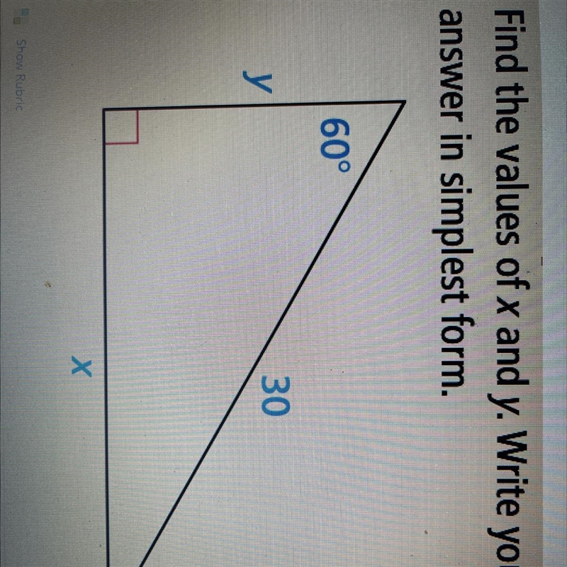 Find the values of x and y. Write your answer in simplest form-example-1