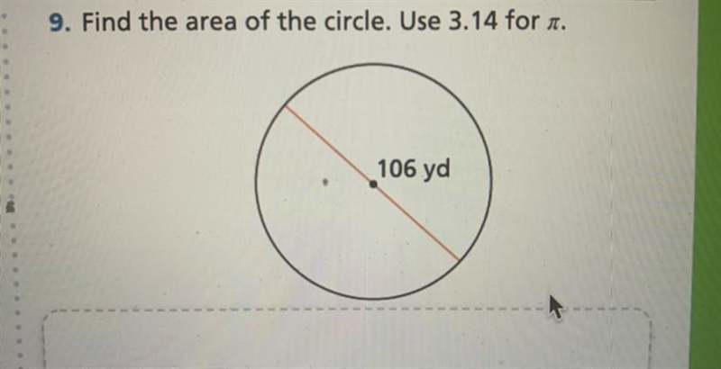 Find the area of the circle. Use 3.14 for x.-example-1