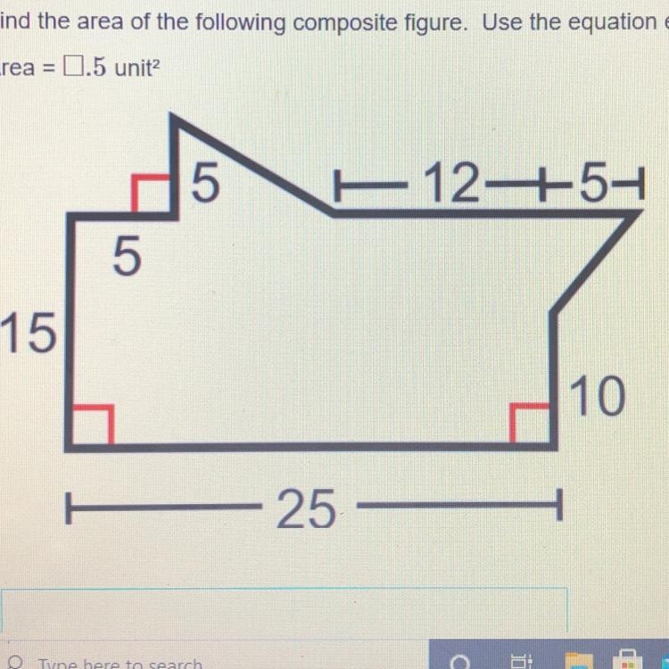 Find the area of the following composite figure. Use the equation editor to enter-example-1