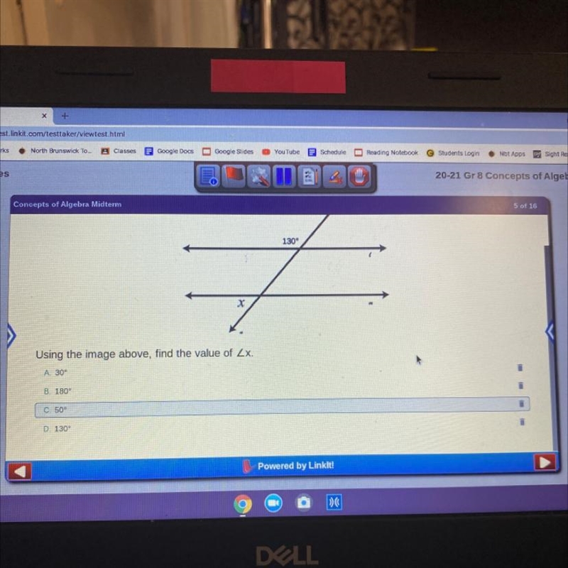 5. 130° X Using the image above, find the value of Lx. A 200-example-1