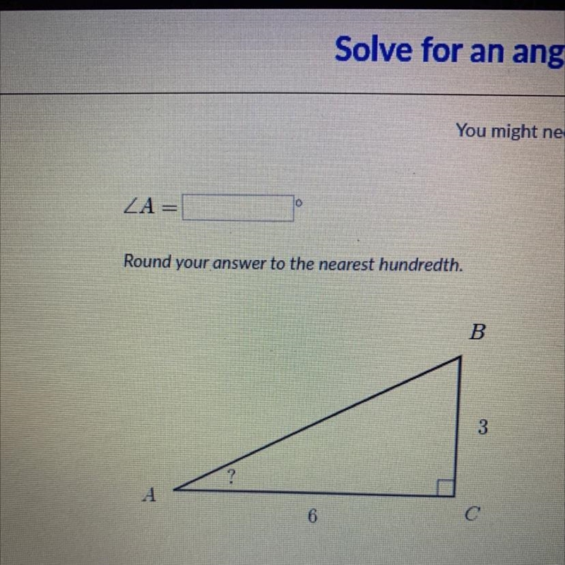 0 ZA= Round your answer to the nearest hundredth. B 3 4 6 с-example-1