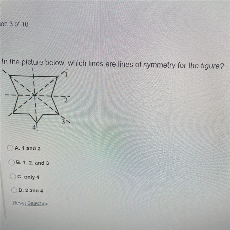 In the picture below, which lines are lines of symmetry for the figure?-example-1