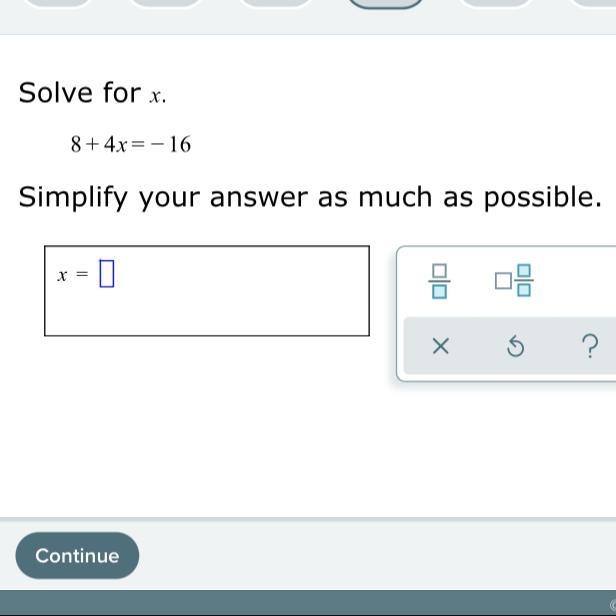 Solve for x 8+4x=-16-example-1