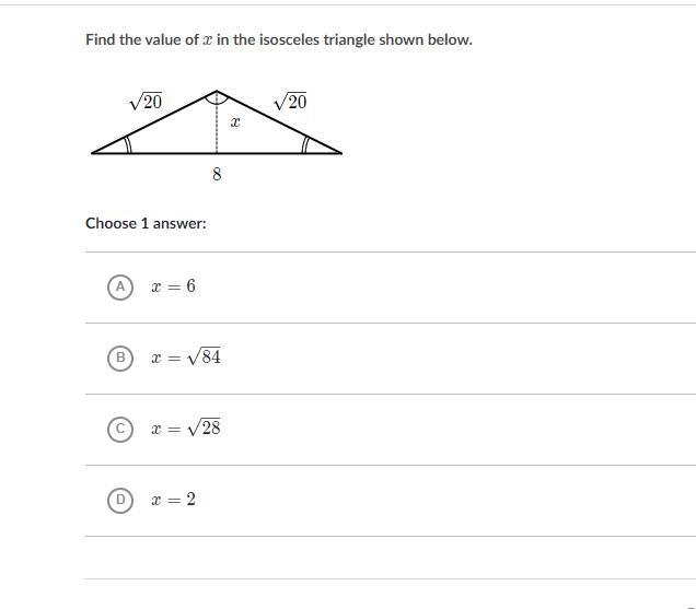 Find the value of x in the isosceles triangle shown below.-example-1