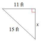 Find the missing side of the triangle. A. √226 ft B. √17 ft C. √329 ft D. √346 ft-example-1