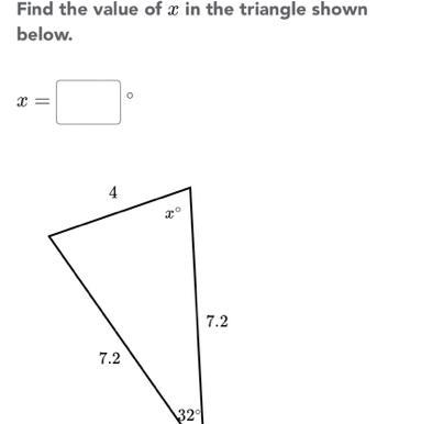 Find the value of x in the triangle shown below-example-1