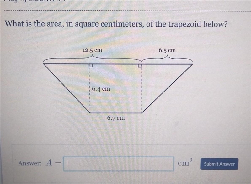 What is the area in square centimeters, of the trapezoid below?​-example-1