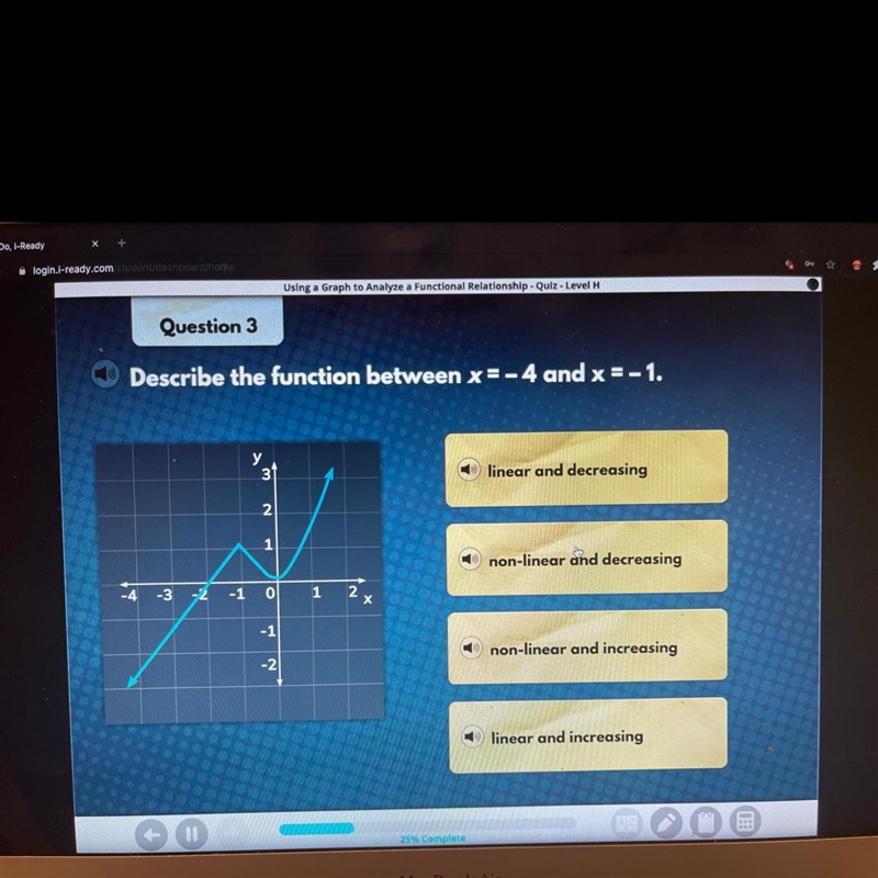 Iready: using a graph to analyze a functional relationship. Describe the function-example-1