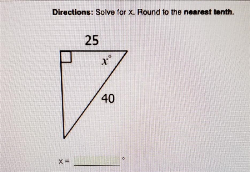 3. Solve for x. Round to the nearest tenth * 25 16 22 ​-example-1