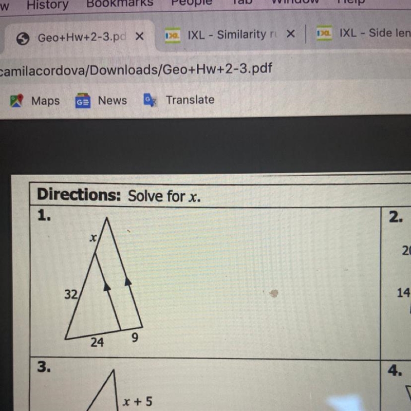 Directions: Solve for x. 1. X 32 9 24-example-1