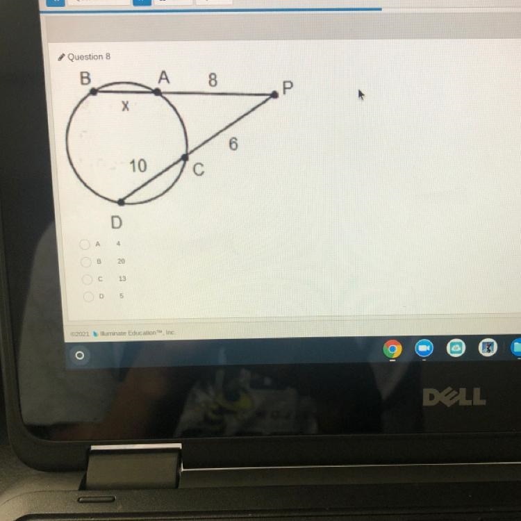 Solve for x. A-4 B-20 C-13 D-5-example-1