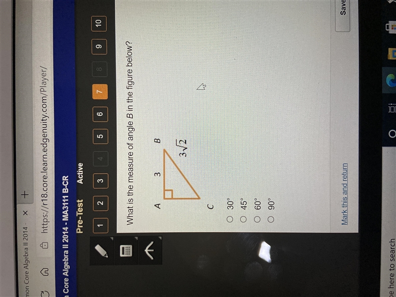 What is the measure of angle B in the figure below?-example-1