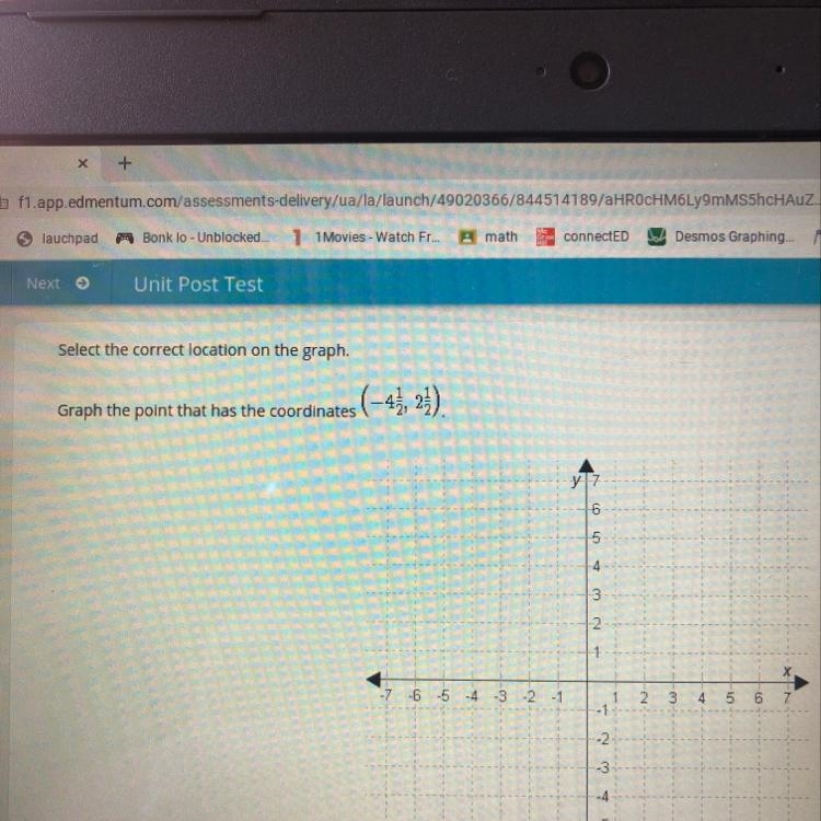 Select the correct location on the graph. Graph the point that has the coordinates-example-1