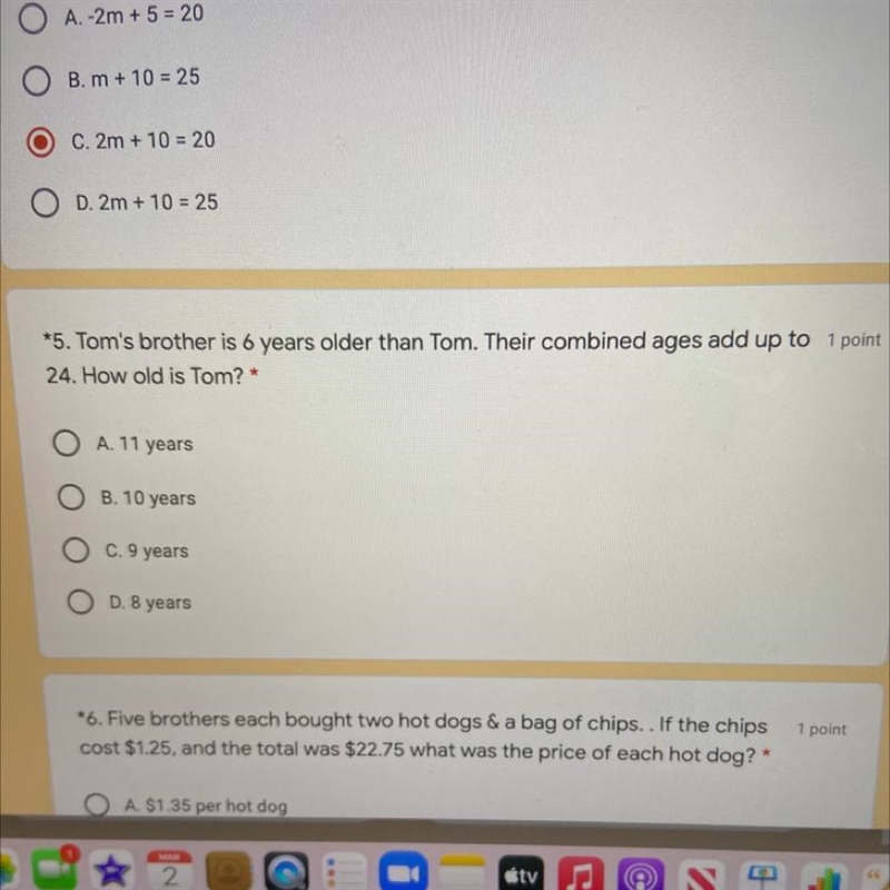 *5. Tom's brother is 6 years older than Tom. Their combined ages add up to 24. How-example-1