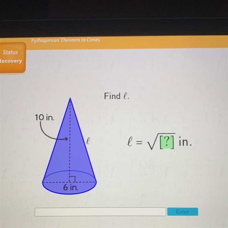 Find l. 10 in. l b = [?] in. 6 in.-example-1