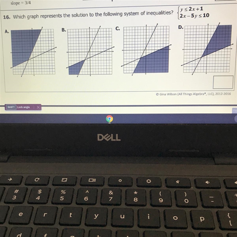 16. Which graph represents the solution to the following system of inequalities?-example-1