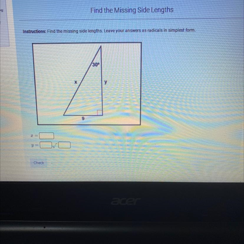 Find the missing side lengths-example-1