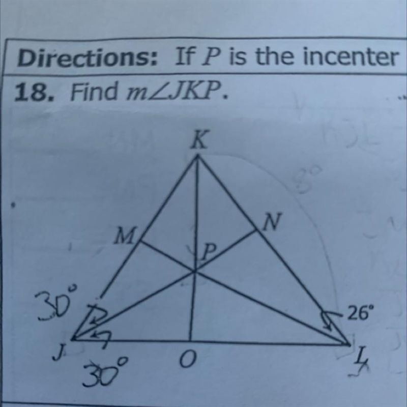 If P is the incenter of JKL, find m Please show the work, that would be really helpful-example-1