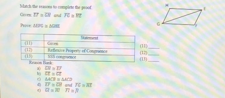 PLEASE HELP!! Match the reasons to complete the proof.-example-1