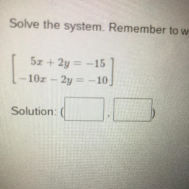 Solve the system. Remember to write your solution in coordinate form. Help please-example-1