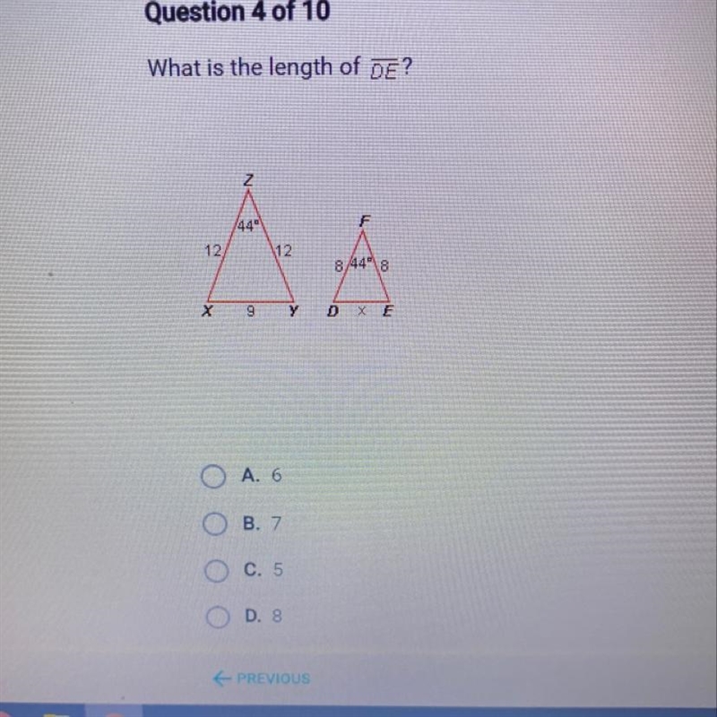 What is the length of DE ?-example-1