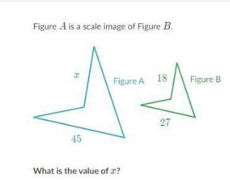 Figure a is a scale image of figure b. whats the value of x-example-1