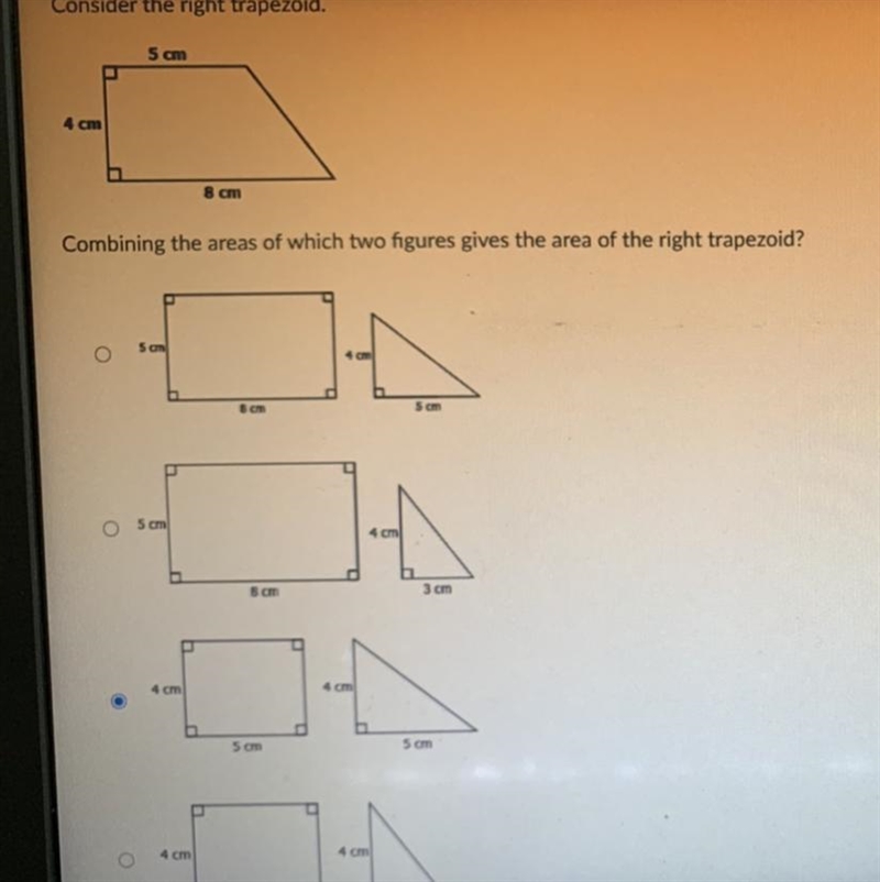 ￼ A.5,8 and 4,5 B.5,8 and 4,3 D. 4,5 and 4,3 Please help-example-1