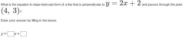 What is the equation in slope-intercept form of a line that is perpendicular to y-example-1