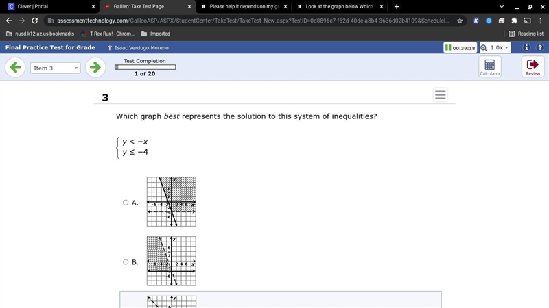 Which graph best represents the solution to this system of inequalities? A. B. C. D-example-2