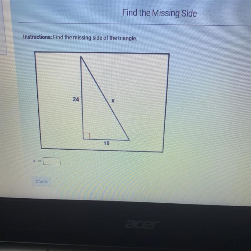 Find the missing side of triangle-example-1