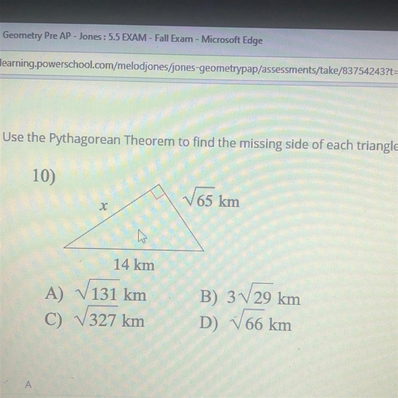 Use the Pythagorean’s Theorem to find the missing side of each triangle-example-1