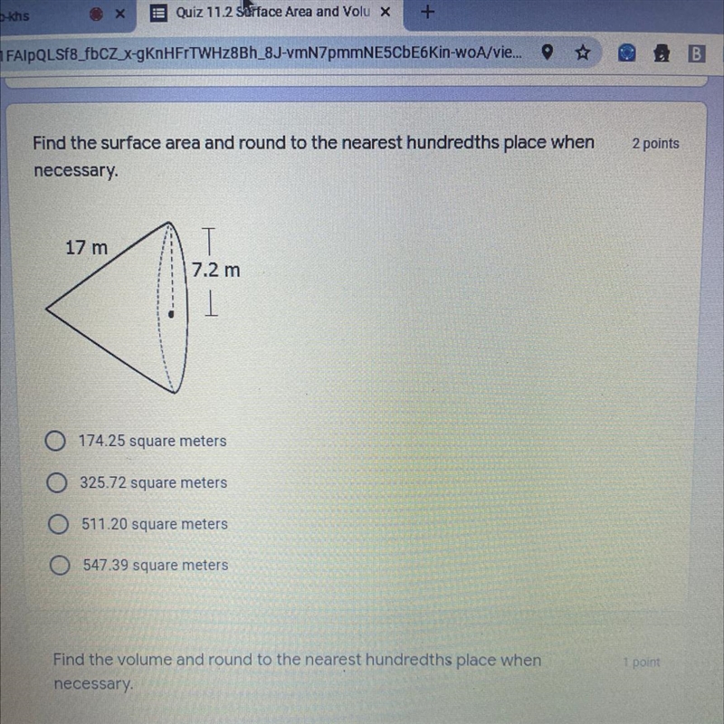 Find the surface area and round to the nearest hundredths place when necessary.-example-1