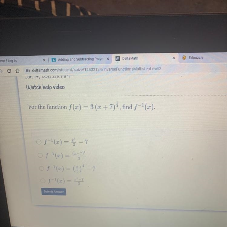 For the function f (x) = 3 (x + 7), find -1().-example-1