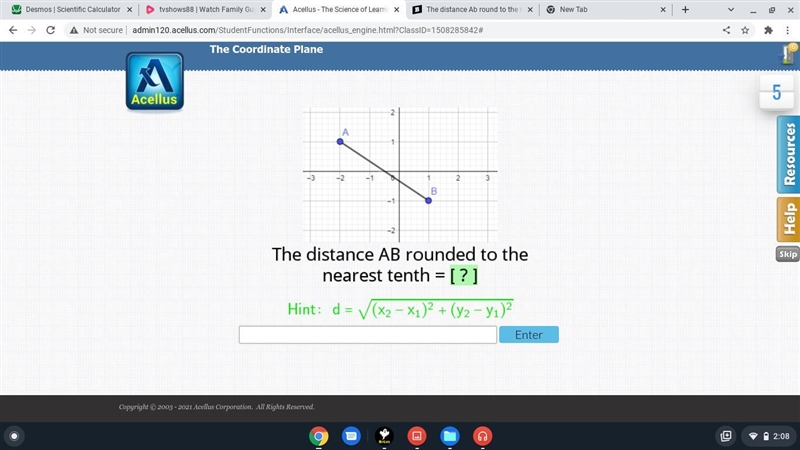 The distance AB rounded to the nearest tenth = [ ? ]-example-1