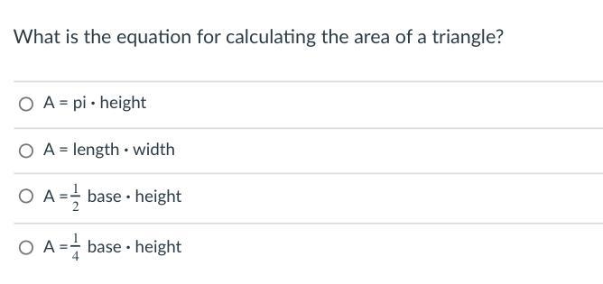 What is the equation for calculating the area of a triangle?-example-1