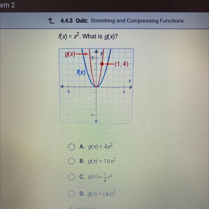 F(x) = x2. What is g(x)?-example-1