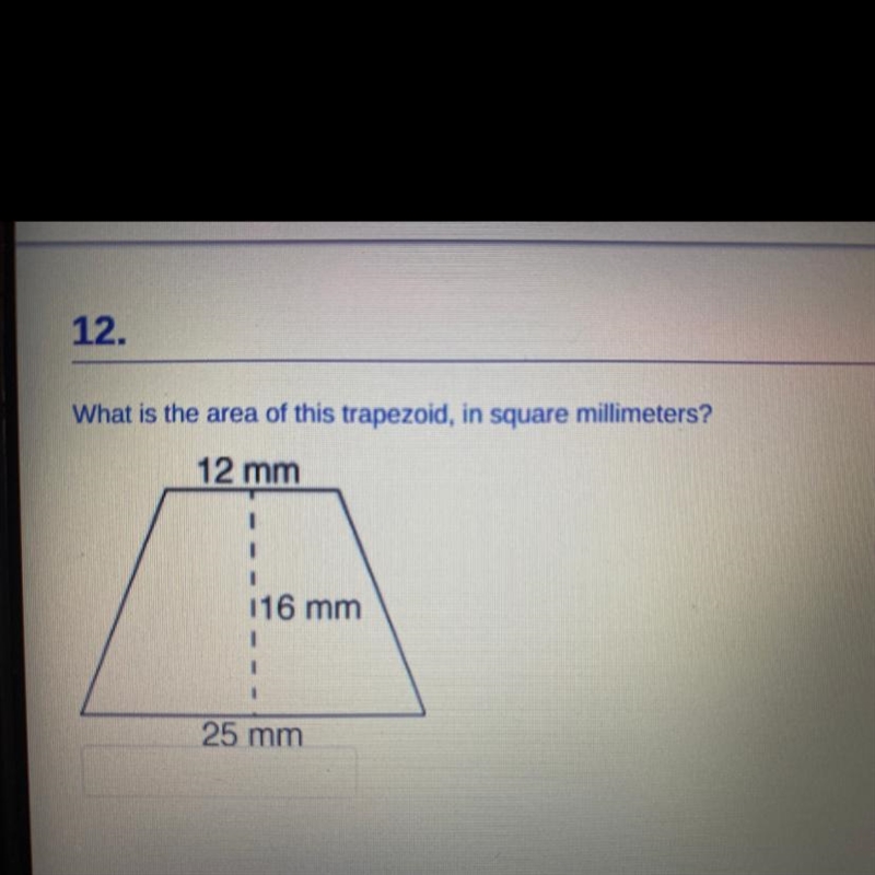 What is the area of this trapezoid , in square millimeters-example-1