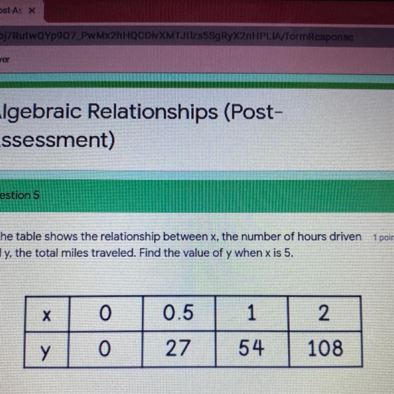 HELP: The table shows the relationship between x, the number of hours driven and y-example-1