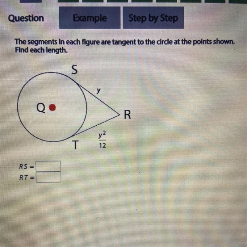 The segments in each figure are tangent to the circle at the points shown. Find each-example-1