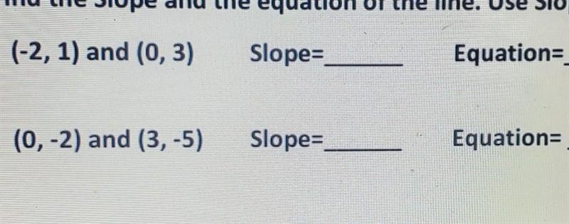 6. (-2, 1) and (0,3) Slope= Equation=​ answer both please-example-1