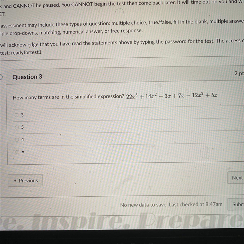 How many terms are in the simplified expression? 22x3 + 14x2 + 3x + 7x – 12x2 + 5x-example-1