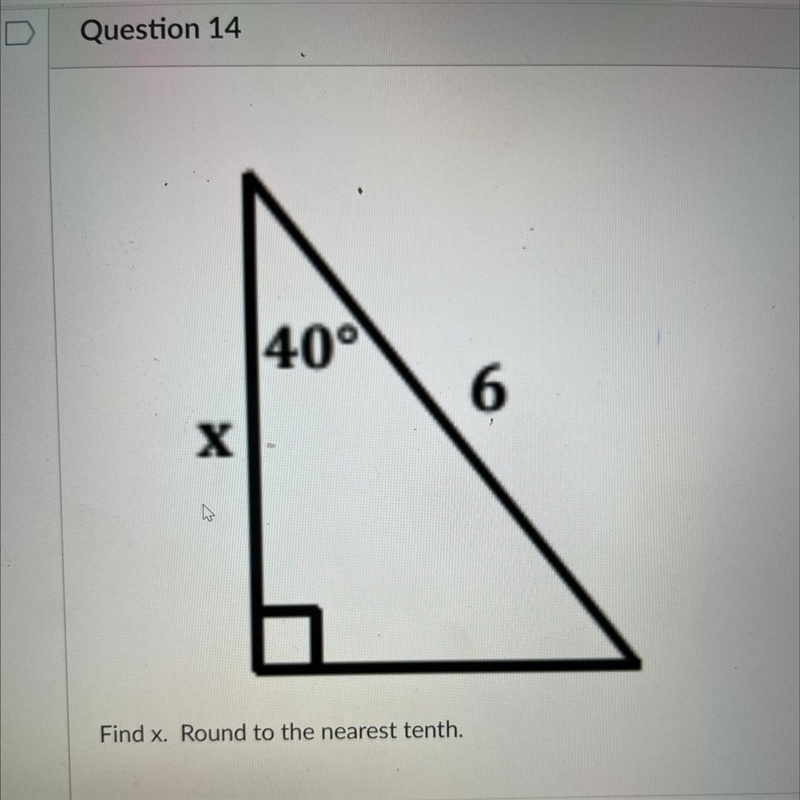 Find x. Round to the nearest tenth A: 5.0 B: 7.8 C: 3.9 D: 4.6-example-1