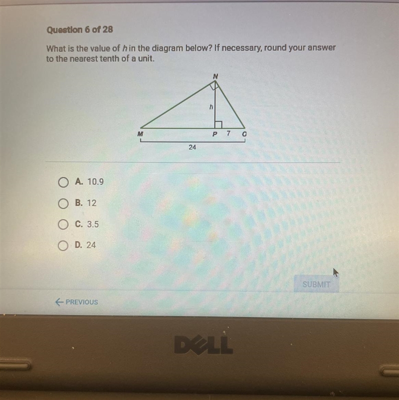 What is the value of h in the diagram below?-example-1