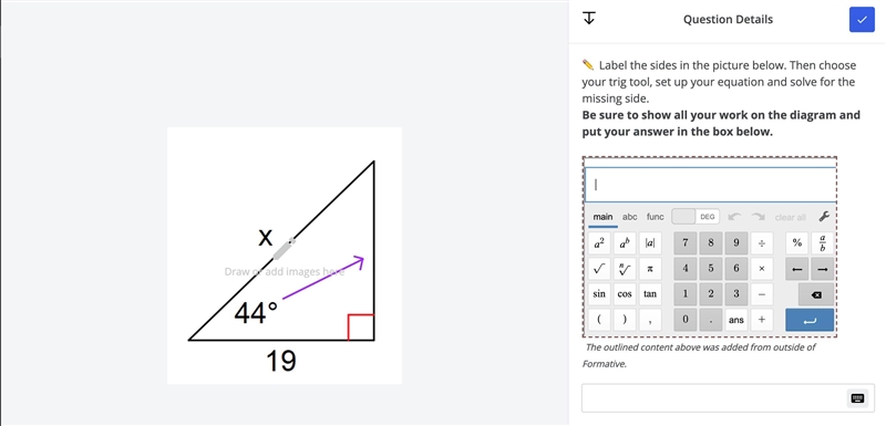 Using trig to solve for missing angle-example-1