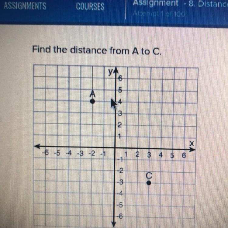 Find the distance from A to C 12 74 ^74 6-example-1