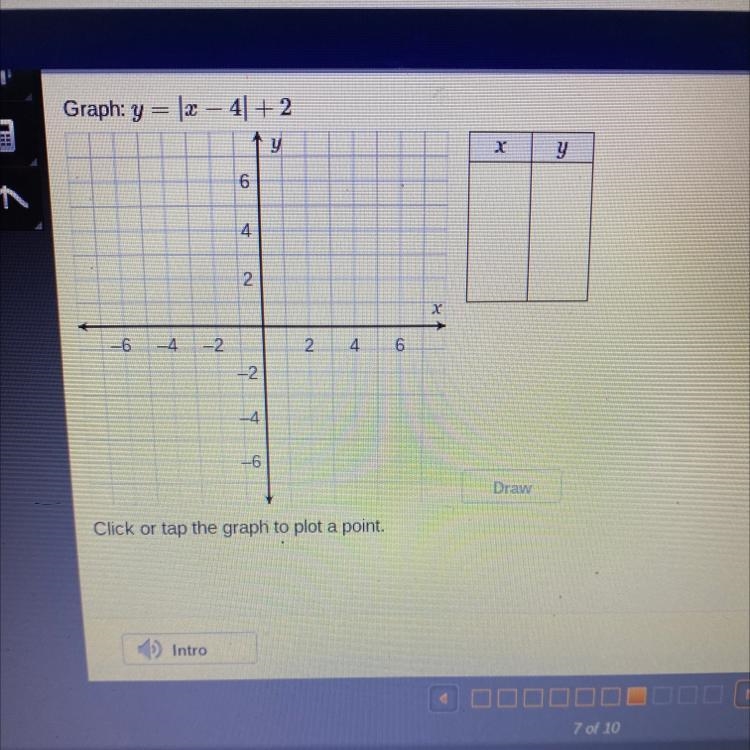 Graph: y = |x – 4| + 2-example-1